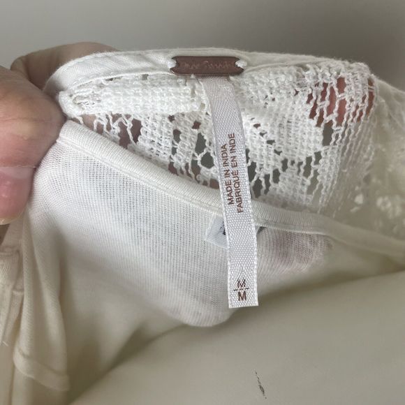 FREE PEOPLE Medium TEA LACE DRESS IVORY LACEY chic Peasant  distressed mini - Picture 9 of 12